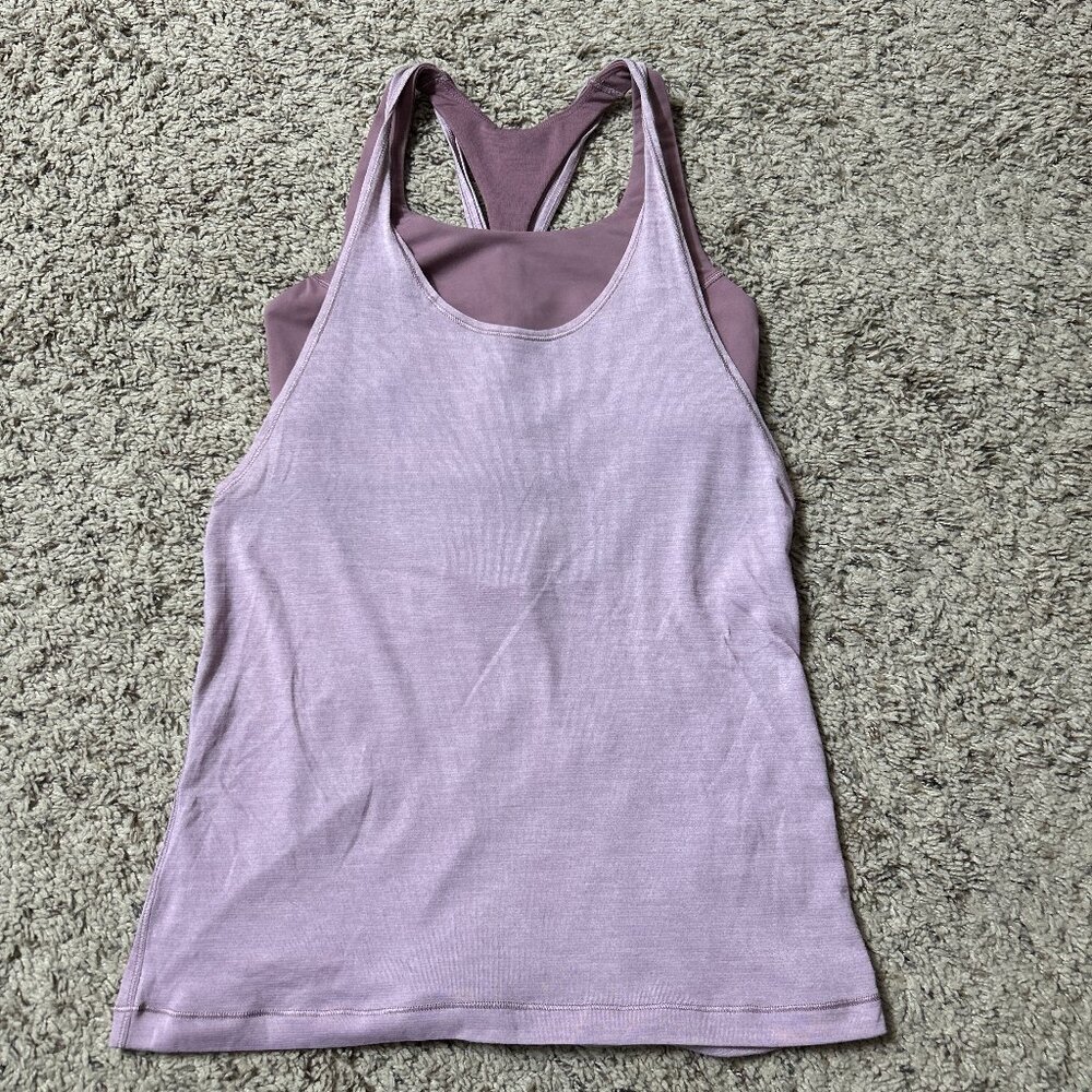 Lululemon‎ Tank Top Womens 4 Purple Built-In Bra Racerback Strappy Yoga Athletic